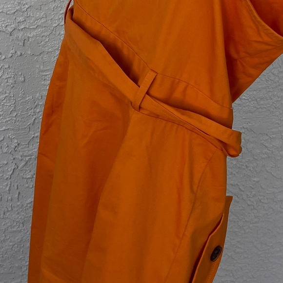 Chic Sexy Slim Orange Elegant Breasted Buckled Dress Belt Side Pockets Mustard - Picture 6 of 16